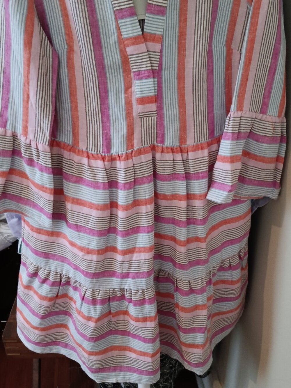 NWT Boden Women's 100% Linen Striped Multi-Color Spring-Summer Dress Size 2R - Picture 3 of 8